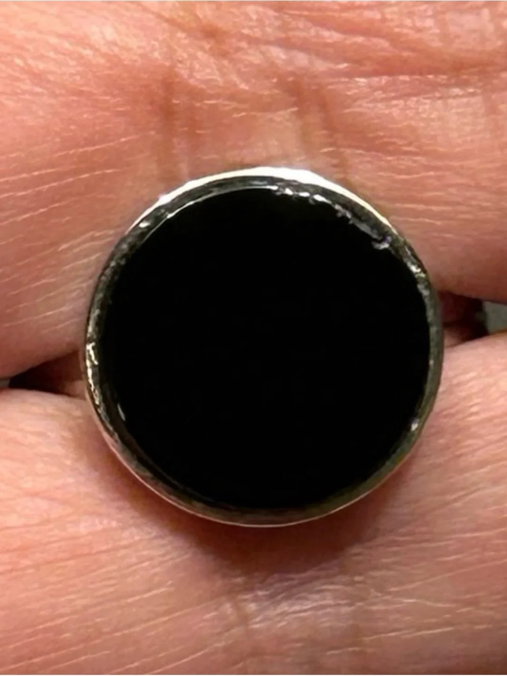 Black Obsidian Crystal Scrying Mirror Ring size 9 Silver S925 unisex Divination